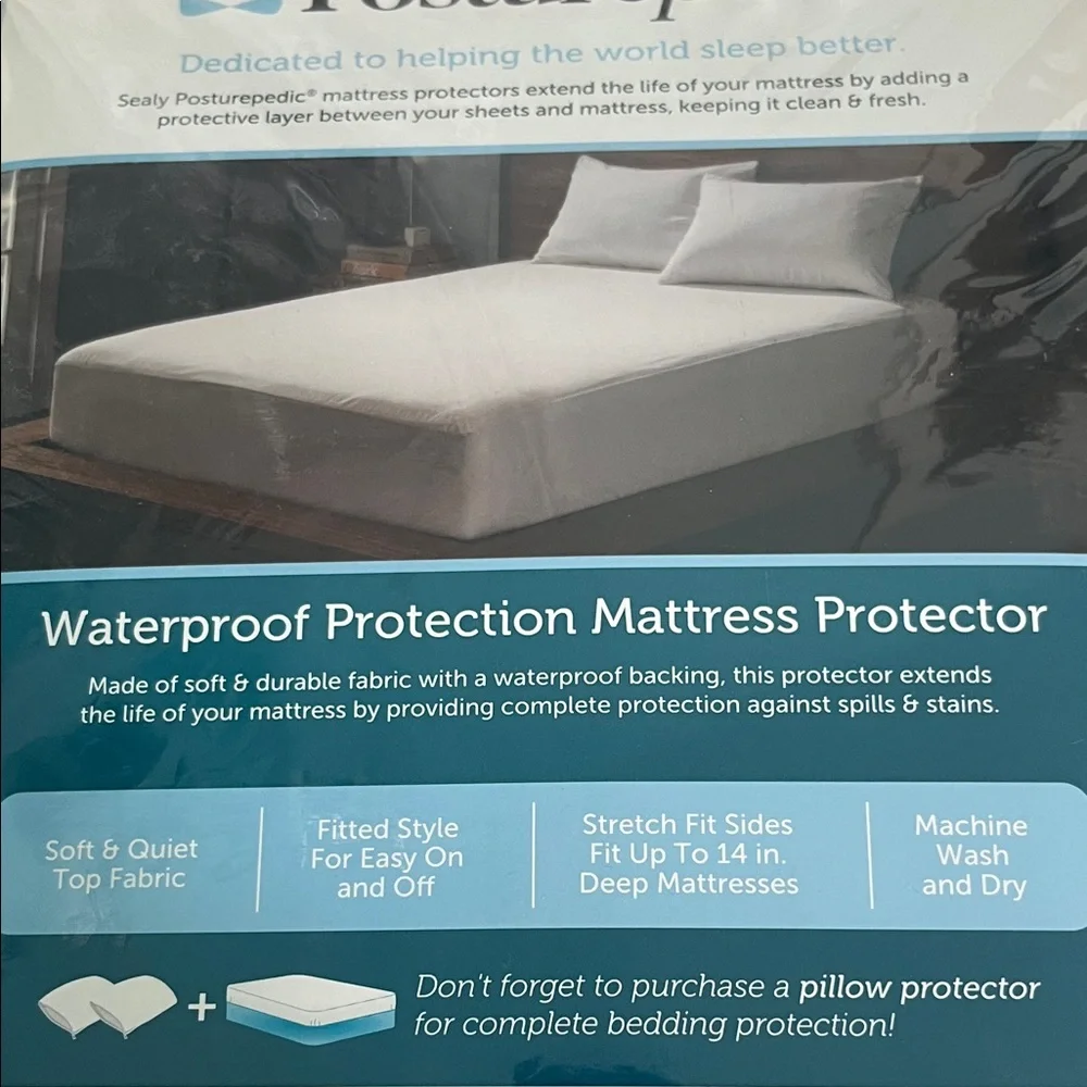 Sealy Posturepedic Fitted Waterproof Mattress Protector - White